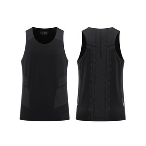 Camiseta sin mangas para maratón de hombre, de Spandex/Poliéster, tejida, con estampado personalizado por sublimación, transpirable y antipilling. - Product Image 3