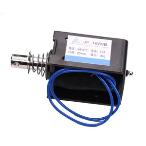 JF-1683B DC 12V 24V 10A 80N Push Pull Type Open Frame Solenoid Electromagnet 20mm Stroke Linear Motion