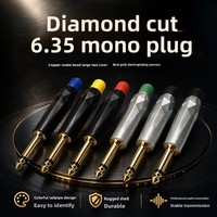 Prise audio mono plaquée or 6,35 mm 1/4" TS, prise mono en alliage de zinc à motif diamant - Connecteur pour guitare, instrument, microphone