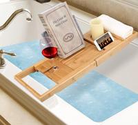 Plateau de bain extensible en bois, support de baignoire en bambou avec porte-verre à vin, plateau pour téléphone portable, organisateur réglable pour salle de bain