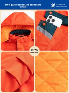 Veste <span class=keywords><strong>de</strong></span> <span class=keywords><strong>travail</strong></span> rembourrée réfléchissante personnalisée pour l'hiver, veste thermique épaisse et chaude <span class=keywords><strong>de</strong></span> sécurité pour l'assainissement, la réparation <span class=keywords><strong>de</strong></span> machines, la construction - Product Image 3