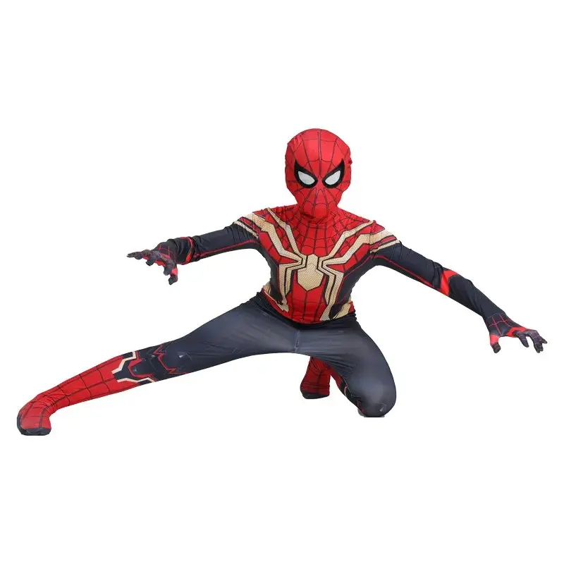 Tuta di Halloween Spider-Man con set di cerniere e copricapo da supereroe per costumi da TV e film