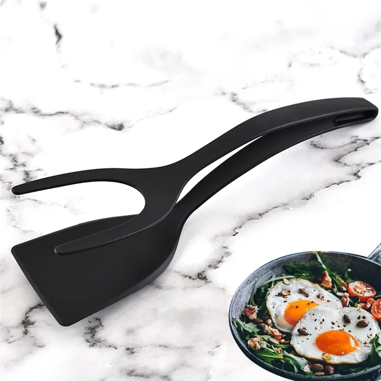Non -stick nylon kitchen turner 2 in 1 nylon cooking turner tong for food frying egg cooking
