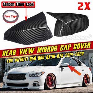 Add-on 2Pcs Car Side Door Rearview <b>Mirror</b> Cover Cap Rear View <b>Mirror</b> <b>Shell</b> Case Trim for Infiniti Q50 Q60 QX30 Q70 2014-2020 - Product Image 2