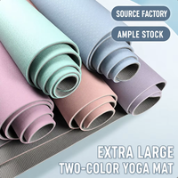 Grand tapis d'exercice en TPE de 90 cm de large, 8 mm, bicolore, antidérapant, amortissant, pour étirements, danse, salle de sport à domicile, avec logo personnalisé