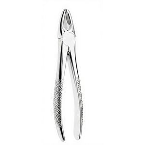 Forceps d'extraction dentaire pour racine supérieure, à bec étroit, pointe dentelée, manche texturé, en acier inoxydable - Product Image 1