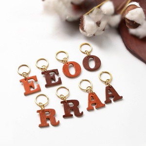 Premium Vegetable Tanned Genuine Leather Keychain A-Z Single Letter Keyring DIY Key Ring Cool Little Gift