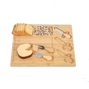 Plateau à fromage en bambou avec ensemble de couteaux pour usage domestique, plateau de service portable, design double face - Product Image 4