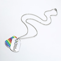 Collier punk en acier inoxydable plaqué argent avec pendentif arc-en-ciel personnalisé pour meilleur ami gay ou lesbienne, symbole de l'unité LGBT