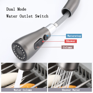 Grifo Mezclador <span class=keywords><strong>de</strong></span> <span class=keywords><strong>Cocina</strong></span> Moderno <span class=keywords><strong>de</strong></span> Latón Gris Metálico, 2 Manijas, 3 Vías, con Rociador Extraíble, Cerámica, Montaje en Cubierta, <span class=keywords><strong>Filtro</strong></span> <span class=keywords><strong>de</strong></span> <span class=keywords><strong>Agua</strong></span> Potable, Gran Venta 2025 - Product Image 4