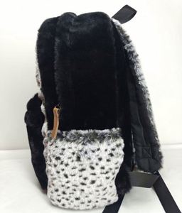 <b>Leopard</b> Print Patchwork Soft Faux Fur <b>Backpack</b> for Sutdent Women Men Plush <b>Backpacks</b> Mochilas Para Mujer - Product Image 4