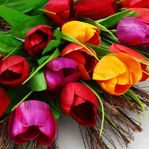Cổ Điển Nho Vòng Mô Phỏng Tulip Vòng Hoa Cho Cửa Trang Trí Lintel Phòng Khách Phòng Ăn Trong Nhà Ngoài Trời Trang Trí