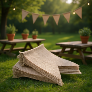 Banderas de Yute en Forma de Cola de Golondrina de 5.1 Pulgadas x 6.9 Pulgadas, 30 Piezas, Decoración Vintage para Exteriores, Guirnalda de Banderines Rústicos Naturales para Fiestas - Product Image 2