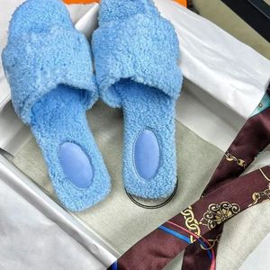 Pantoufles de créateur pour femmes, pantoufles en laine à bride unique pour femmes, pantoufles chaudes et antidérapantes pour l'extérieur, pantoufles en peluche pour femmes - Product Image 4