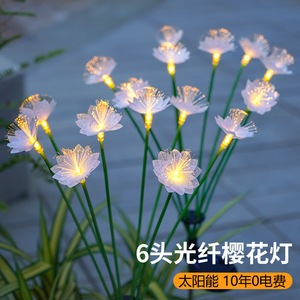 Lámpara Solar Hongyixuan con Diseño de Flor de Cerezo, Luz LED de Fibra Óptica para Jardín, Decoración Exterior - Product Image 2