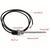 Capteur de température DS18B20 en acier inoxydable, tube aveugle M10 G1/2 -40~+125 pour capteur de température analogique avec sonde 6*50mm