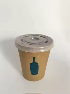 Vaso de café biodegradable desechable de pulpa de bagazo natural blanco/marrón de 80/90 mm con tapa - Product Image 3