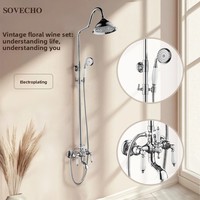 Robinet de baignoire et douchette rétro en laiton chromé de style français, double poignée, jet de pluie, fixation murale, pour hôtels, eau froide et chaude – Meilleures ventes