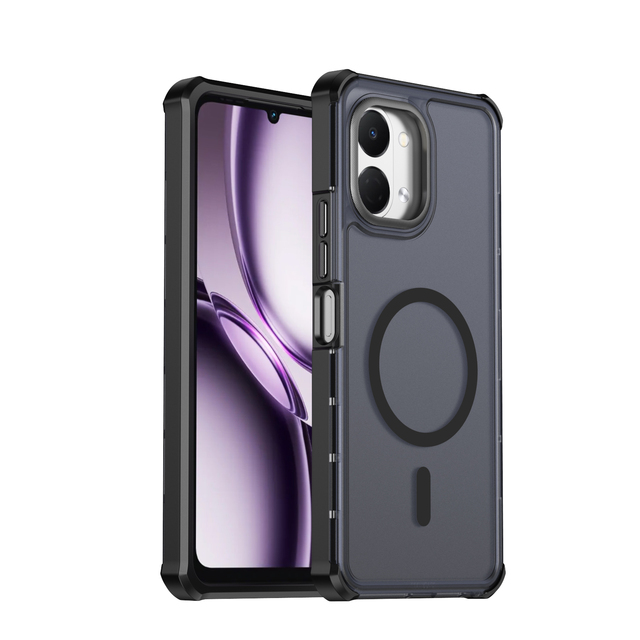 Magnetic Ring Wireless Charging Protective Case for Tecno Spark Go 3 TPU+PC Hybrid Matte Shockproof Mobile Cover