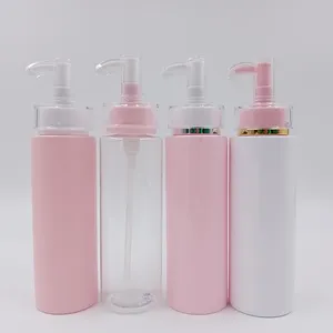 PET Pink Plastic 100ml 200ml 250ml Skincare Luxury Lotion Pump Bottle Plastic PET Pink Shampoo Bottle and Cosmetic Packaging Set