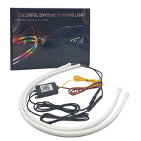 Feux de jour colorés 12V RGB 30CM 45CM 60CM 75CM avec télécommande et contrôle par application, feux de signalisation flexibles décoratifs pour voiture