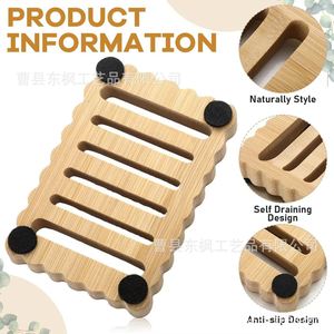 Wooden <b>Soap</b> <b>Dish</b> Rectangular <b>Bamboo</b> <b>Soap</b> Tray With Drainage Bathroom Countertop <b>Soap</b> Holder - Product Image 2