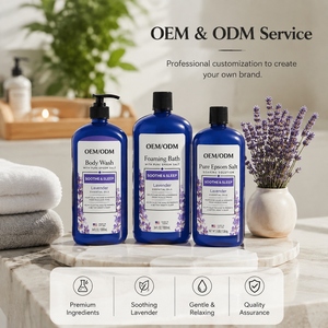 Gel Douche Hydratant Doux à l'Huile Essentielle <span class=keywords><strong>de</strong></span> Lavande et au Sel <span class=keywords><strong>d</strong></span>'Epsom Pur OEM ODM, Apaisant et Favorisant le Sommeil, 24 fl oz, Lot <span class=keywords><strong>de</strong></span> 4 - Product Image 5