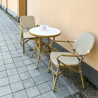 Meubles de patio en osier chaise de bistro français PE rotin bambou Restaurant café hôtel pelouse aluminium salle à manger chaises de jardin extérieur