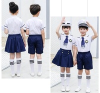 Uniforme de pilote de ligne bleu marine unisexe pour enfants vêtements pour enfants pour les costumes de capitaine garçon de performance de fête
