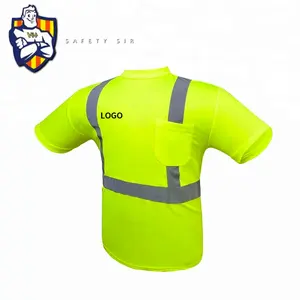 Passen Sie Low Moq Stripe Safety Work Wear 100% Polyester Slim Fit reflektierende Polos hirts an