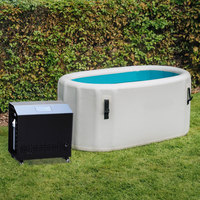 Refroidisseur d'eau pour bain de glace 1HP avec panneau de commande et roulettes pour baignoire gonflable à paroi souple pour bain froid, idéal pour la récupération des athlètes en extérieur et au jardin