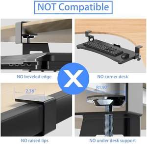 Plateau de <span class=keywords><strong>clavier</strong></span>/souris robuste à fixation par pince en C sans perçage grand plateau de <span class=keywords><strong>clavier</strong></span> sous le bureau équipement de bureau - Product Image 4
