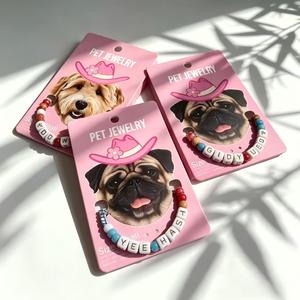 Western Style Alphabet Beaded Pet Collar American Retro <b>Dog</b> Decor Necklace Adjustable Pet Jewelry For Medium <b>Dogs</b> - Product Image 1