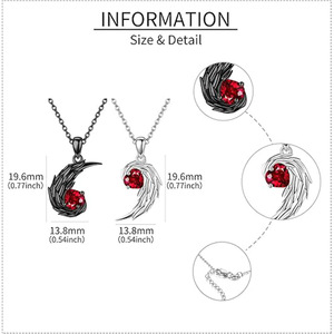 Collana per Coppie Bicolore con Ciondolo a Cuore Diamantato, <span class=keywords><strong>Angelo</strong></span> <span class=keywords><strong>e</strong></span> Diavolo, Regalo di San Valentino - Product Image 4