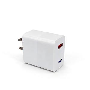 Chargeur mural USB rapide 18W avec indicateur LED, boîtier double texture (brillant + mat), prise fixe US/EU/UK pour iPhone <span class=keywords><strong>Samsung</strong></span> personnalisé - Product Image 1