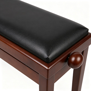 Banc de <span class=keywords><strong>piano</strong></span> en <span class=keywords><strong>acajou</strong></span> avec siège en cuir noir - Product Image 4