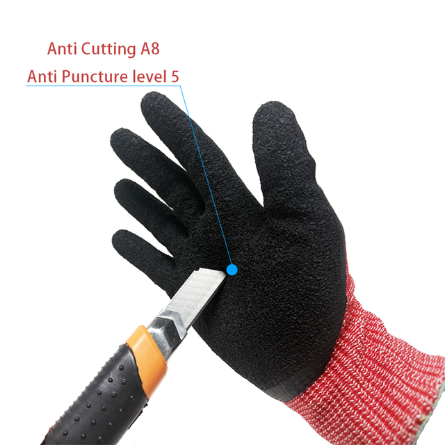ANSI A8 Anti Cut Anti Puncture Level 5 Gloves Cut Proof Work Touchscreen Nitrile Coated Firm Grip Cargo Handling Car Repair