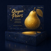 Op maat gemaakte bedrukte stevige geschenkverpakking voor Qiuyue peer premium fruitverpakking blauw gouden kunst deksel basisdoos groothandel