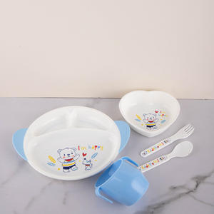 Ensemble de vaisselle pour bébé <span class=keywords><strong>en</strong></span> PP Apple Bear, très vendu, résistant aux chutes, bol, cuillère et assiette pour aliments complémentaires, motif dessin animé - Product Image 4