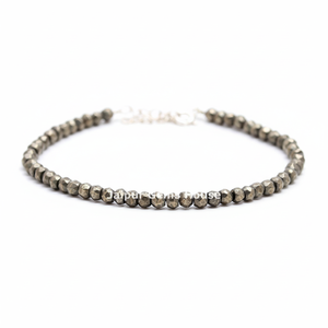 Pulsera de plata de ley con piedra preciosa de pirita Natural, cuentas de cristal de pirita facetadas, joyería para regalo, pulsera de protección - Product Image 1