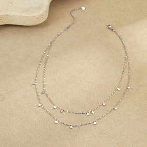 Colliers longs <span class=keywords><strong>double</strong></span> couche en acier inoxydable plaqué or 18 carats, style coréen losange, étanches, pour femmes, vente en gros - Product Image 3