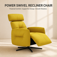 Fauteuil inclinable électrique moderne avec base en aluminium à cinq branches pour salon, hôtel et bureau