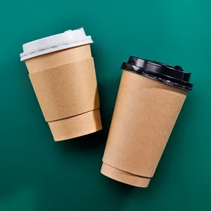オリジナル工場カスタマイズ印刷ロゴ環境にやさしいブラウンクラフト使い捨て紙コーヒーカップ、蓋付き紙コップ