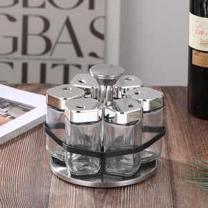 Juego <span class=keywords><strong>de</strong></span> <span class=keywords><strong>tarros</strong></span> <span class=keywords><strong>de</strong></span> cristal cuadrados gigantes <span class=keywords><strong>de</strong></span> una sola capa con tapa giratoria, diseño <span class=keywords><strong>de</strong></span> lujo ligero para almacenamiento <span class=keywords><strong>de</strong></span> especias - Product Image 6