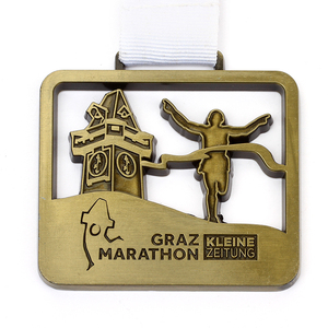 Médaille de défi vierge fabriquée en Chine, médaille en métal doré 3D, récompense de marathon, médailles de sport en bronze avec rubans - Product Image 5