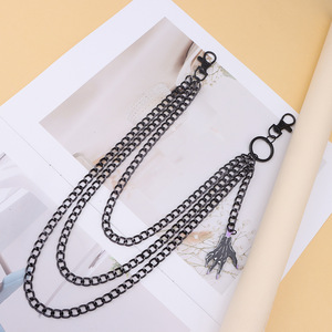 โซ่คล้องกางเกงโลหะหลายชั้น สีดำ ทำจากโลหะผสมสังกะสี รูปทรงกรงเล็บปีศาจ สไตล์ฮิปฮอป สำหรับผู้ชายและผู้หญิง - Product Image 6