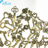 Usine personnalisée 3D grand squelette clé finition bronze Antique Llavero porte-clés porte-clés personnalisé antique porte-clés