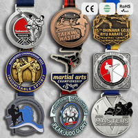 Médailles de sport personnalisables en alliage de zinc en relief 3D, médailles de fin de course Taekwondo Karaté Judo avec ruban