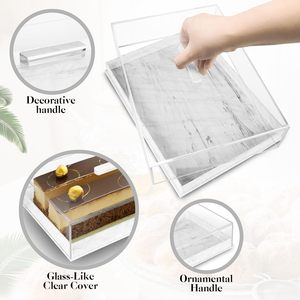 Vassoio Rettangolare in Acrilico per Torte - Supporto Multiuso per Torte <span class=keywords><strong>con</strong></span> <span class=keywords><strong>Coperchio</strong></span> - Vassoio per Dessert per Feste, Casa e Cucina - Product Image 3