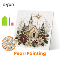 Kit de Peinture Diamant 5D DIY en Gros pour Enfants, Thème Noël et Église, Art Mural Perlé Fait Main, Décoration de Noël pour la Maison, Cadeau Artisanat